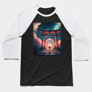 Torii Gate - Impressionism Science Fiction Baseball T-Shirt